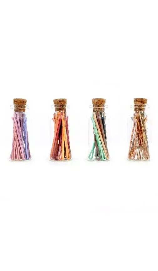 Glass Bottle of 18 Mini Sleek Bobbies Knotty