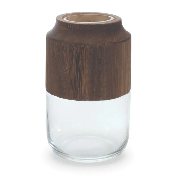 Glass Vase with Wood Accent Melrose International