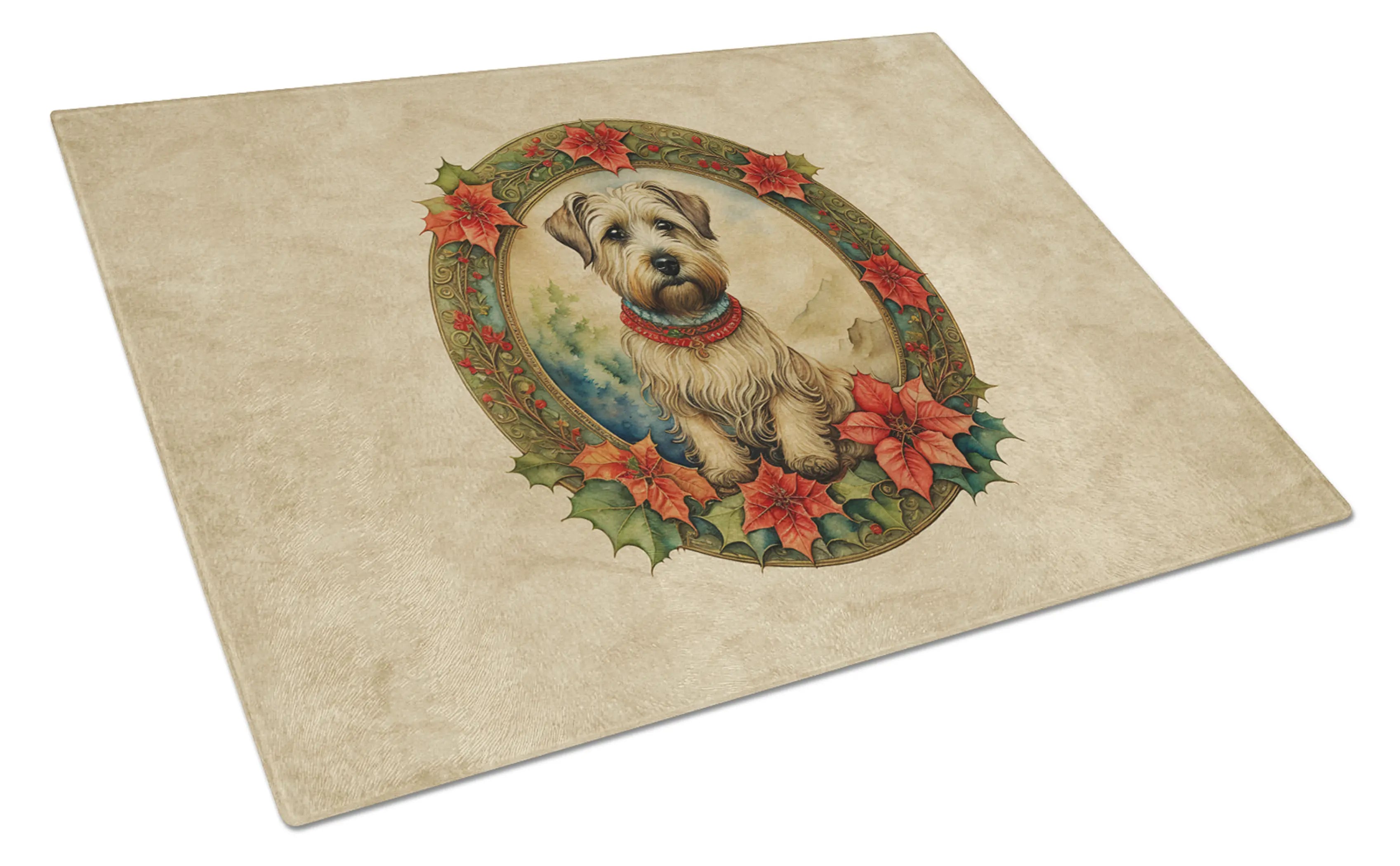 Glen of Imaal Terrier Christmas Flowers Glass Cutting Board Caroline's Treasures