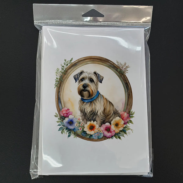 Glen of Imaal Terrier and Flowers Greeting Cards Pack of 8 Caroline's Treasures