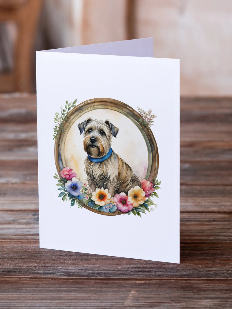 Glen of Imaal Terrier and Flowers Greeting Cards Pack of 8 Caroline's Treasures