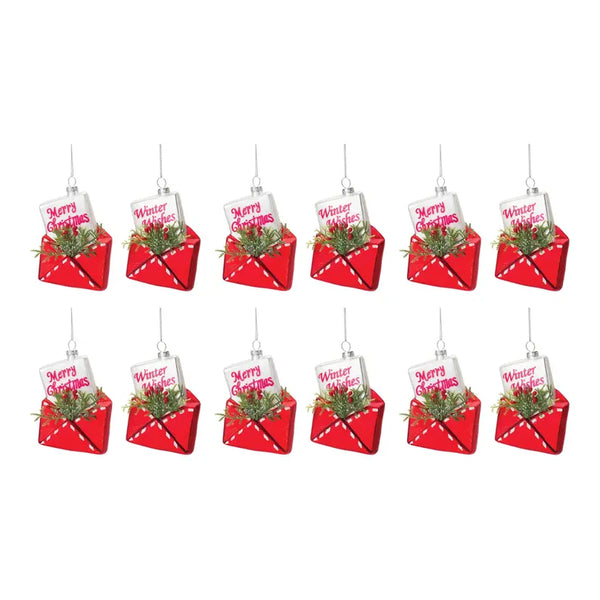 Glittered Glass Santa Letter Ornament Melrose International