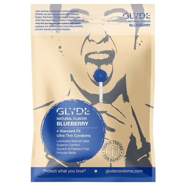 Glyde Organic Blueberry Condoms 4pk Glyde