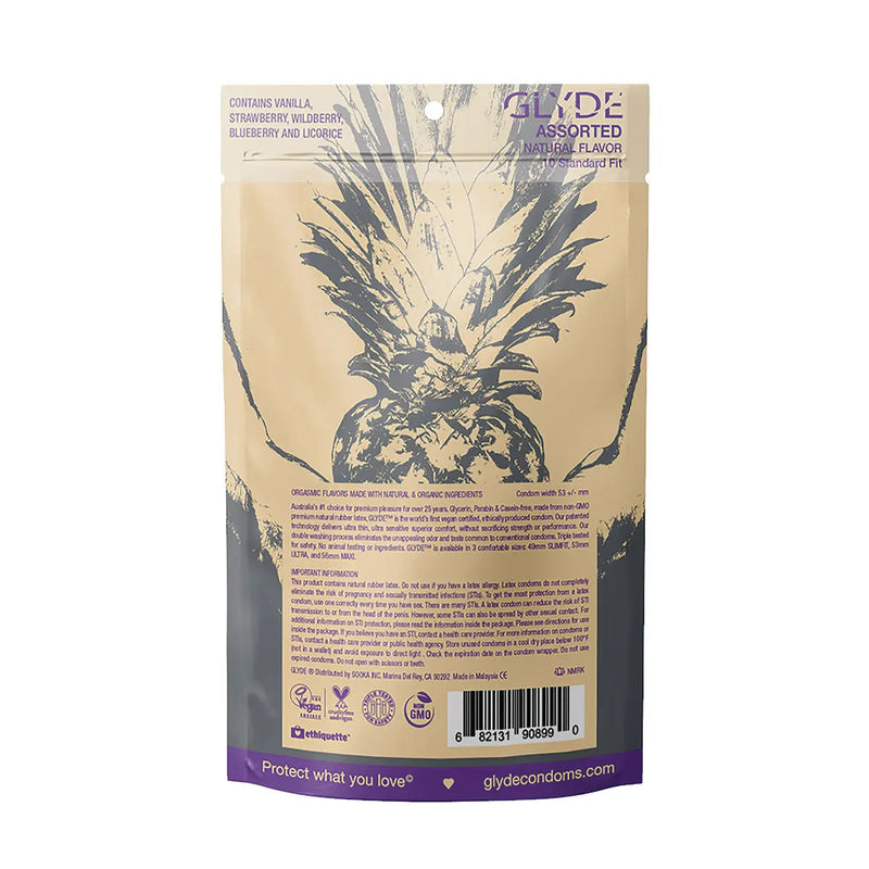 Glyde Ultra Condoms Organic Assorted Flavors 10pk Glyde