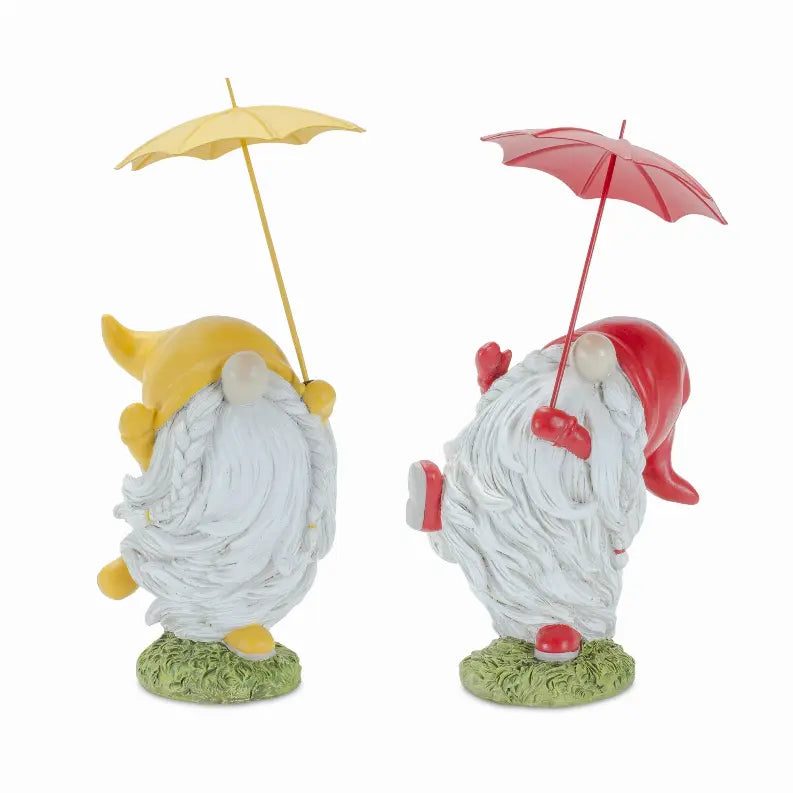 Gnome w/Umbrella (Set of 4) 7.75"H, 8.25"H Resin Melrose Intl.