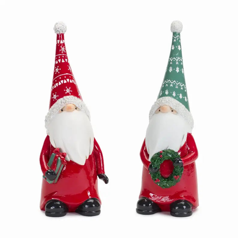 Gnome w/Wreath & Package (Set of 2) 9"H Resin Melrose Intl.