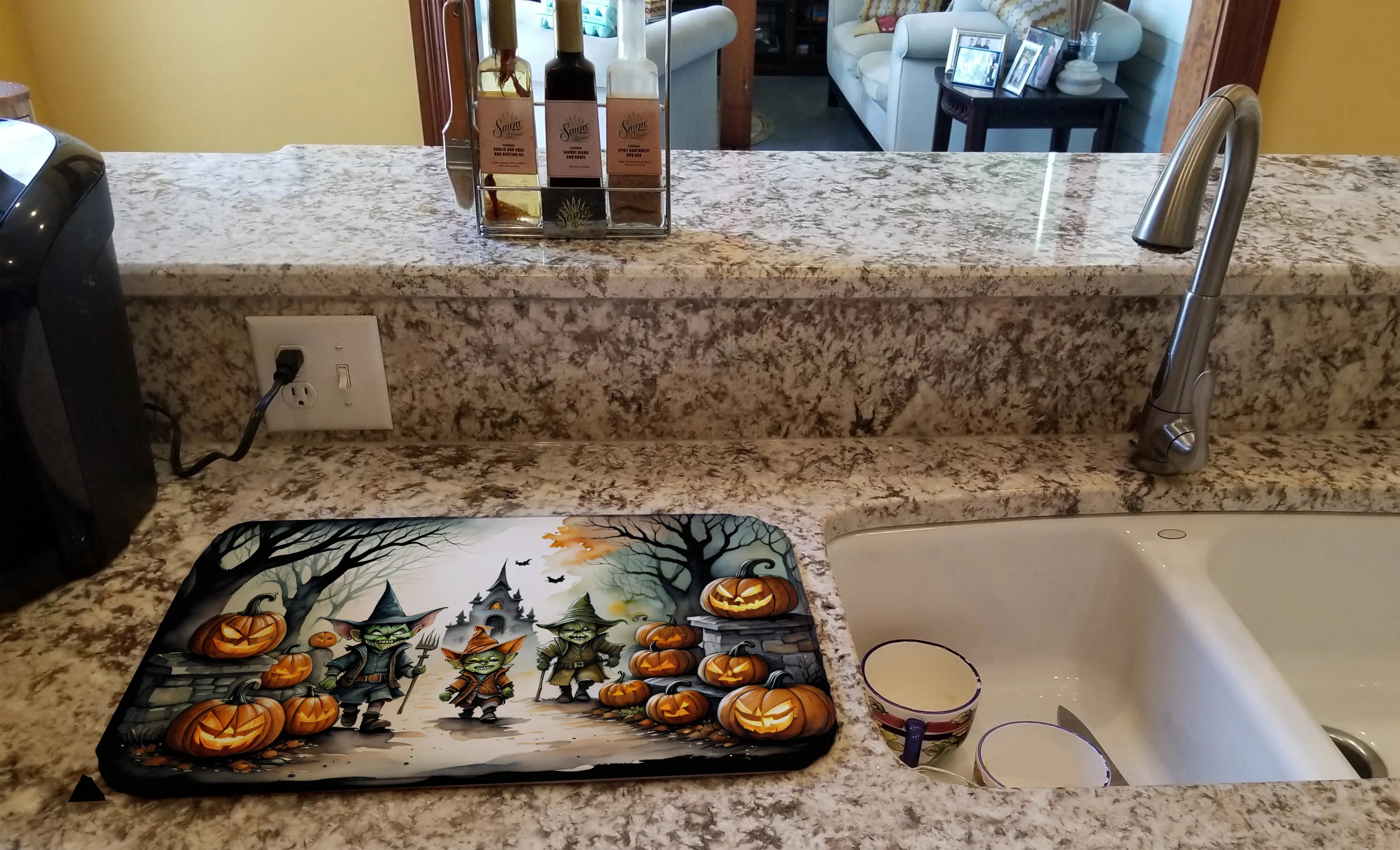 Goblins Spooky Halloween Dish Drying Mat Caroline's Treasures