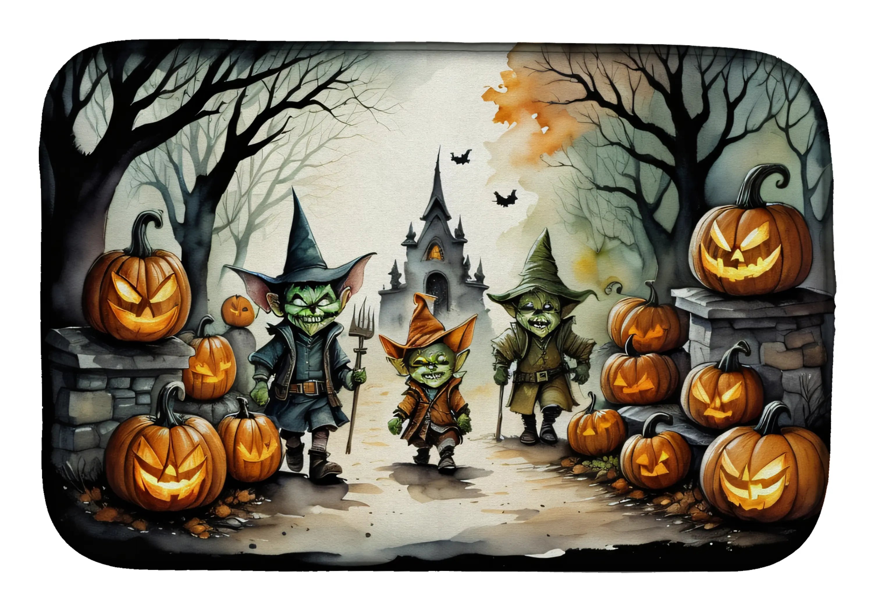 Goblins Spooky Halloween Dish Drying Mat Caroline's Treasures
