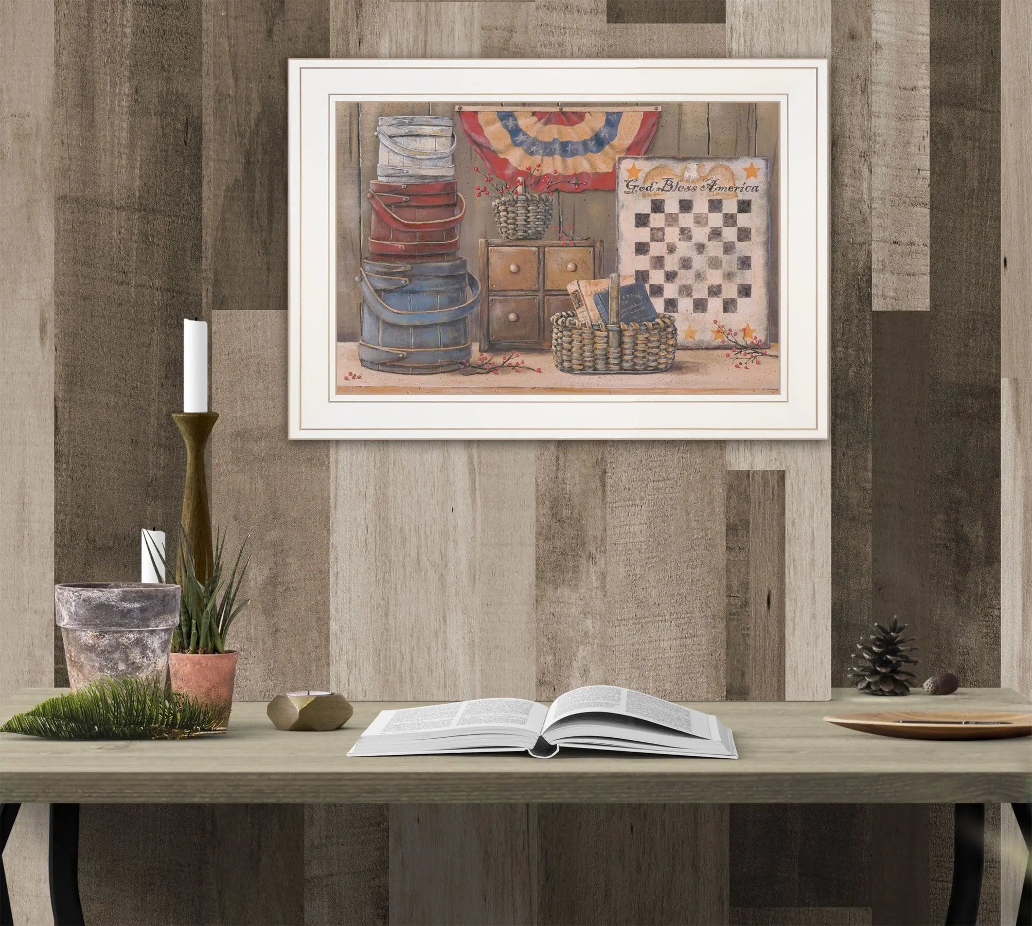 God Bless America 2 White Framed Print Wall Art - GreatEagleInc