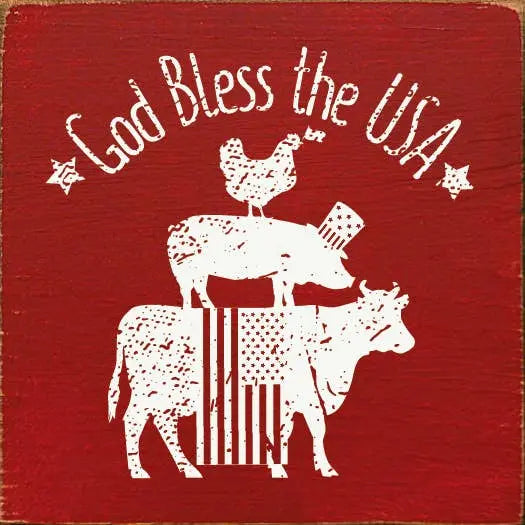 God Bless The USA Animals Flag Sawdust City