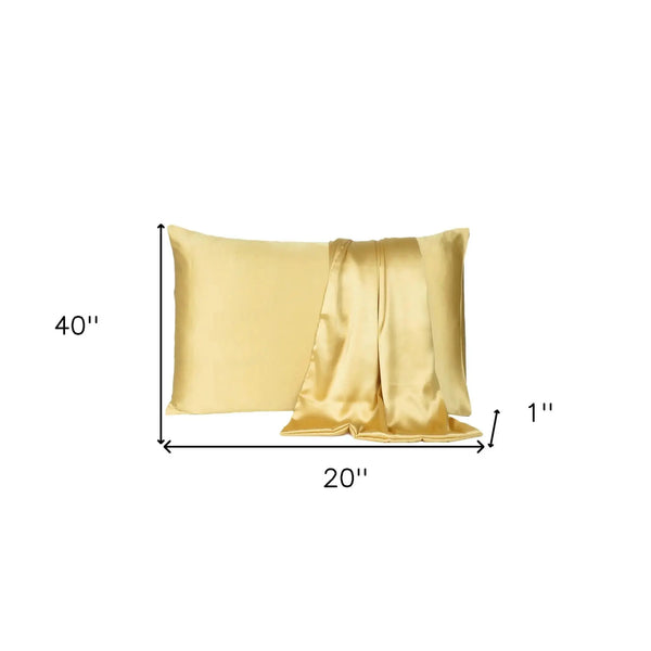 Gold Dreamy Set Of 2 Silky Satin King Pillowcases Homeroots Bed & Bath