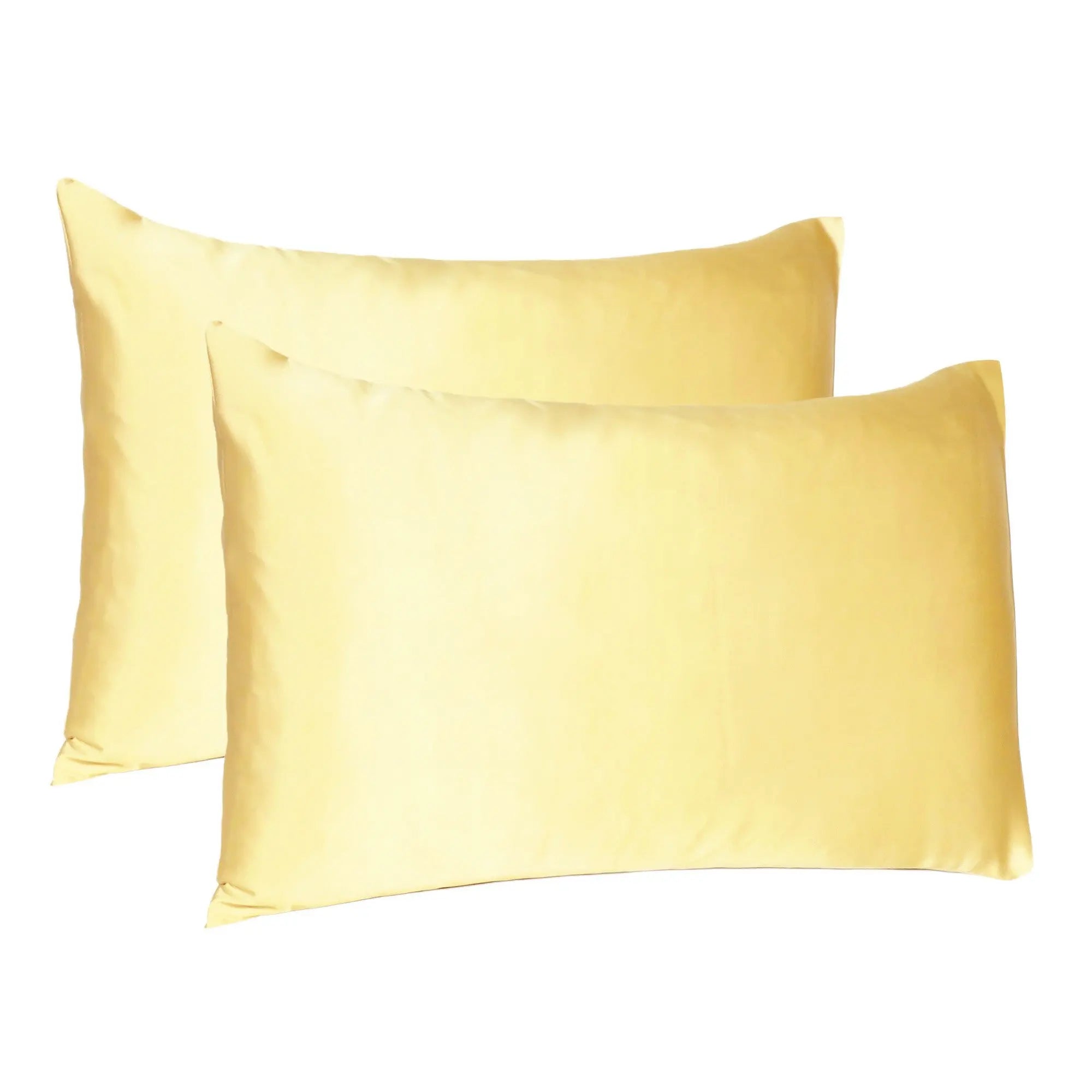 Gold Dreamy Set Of 2 Silky Satin King Pillowcases Homeroots Bed & Bath