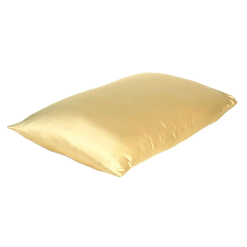 Gold Dreamy Set Of 2 Silky Satin King Pillowcases Homeroots Bed & Bath