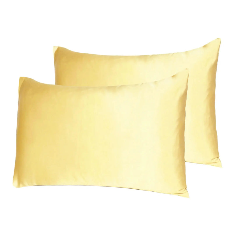 Gold Dreamy Set Of 2 Silky Satin King Pillowcases Homeroots Bed & Bath