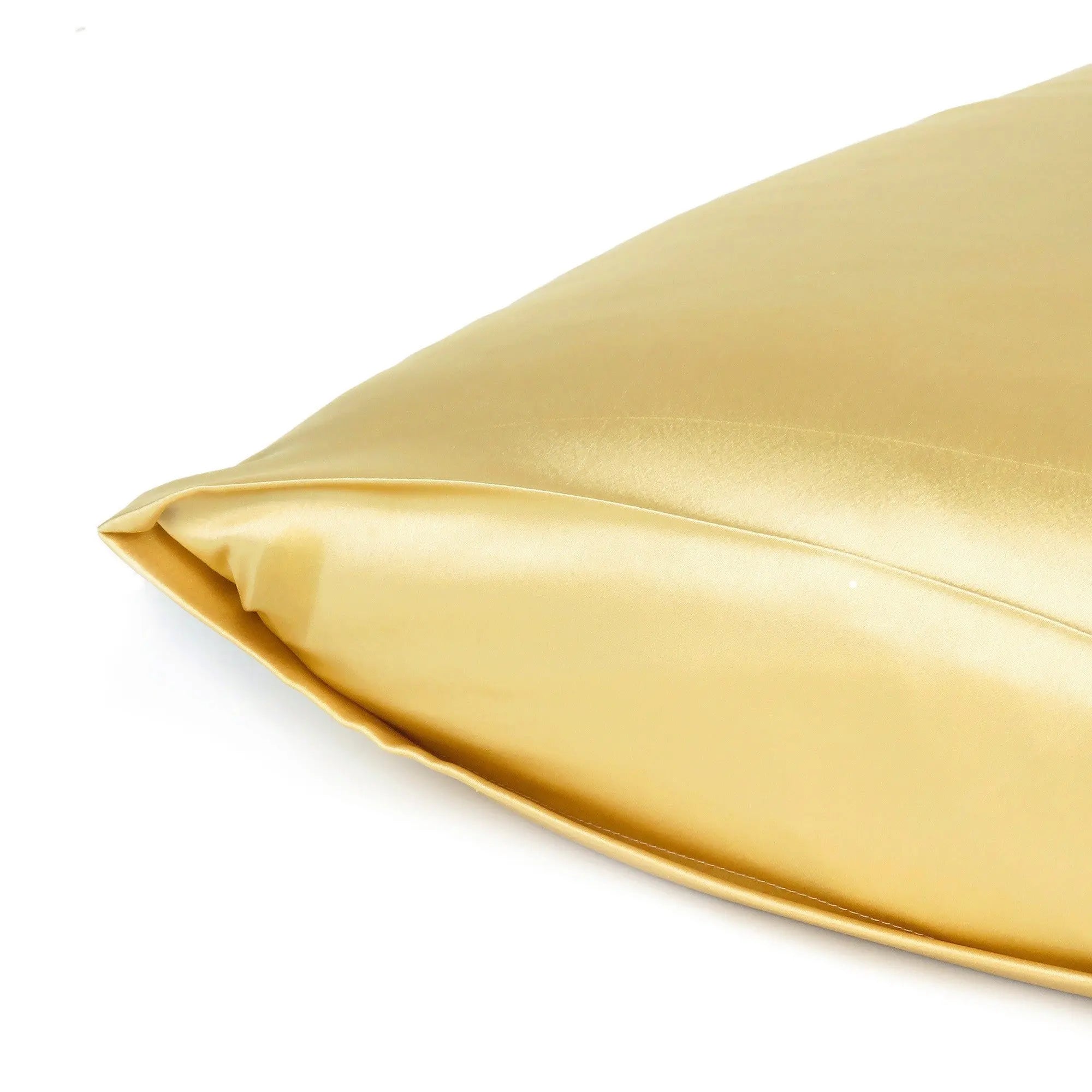 Gold Dreamy Set Of 2 Silky Satin King Pillowcases Homeroots Bed & Bath