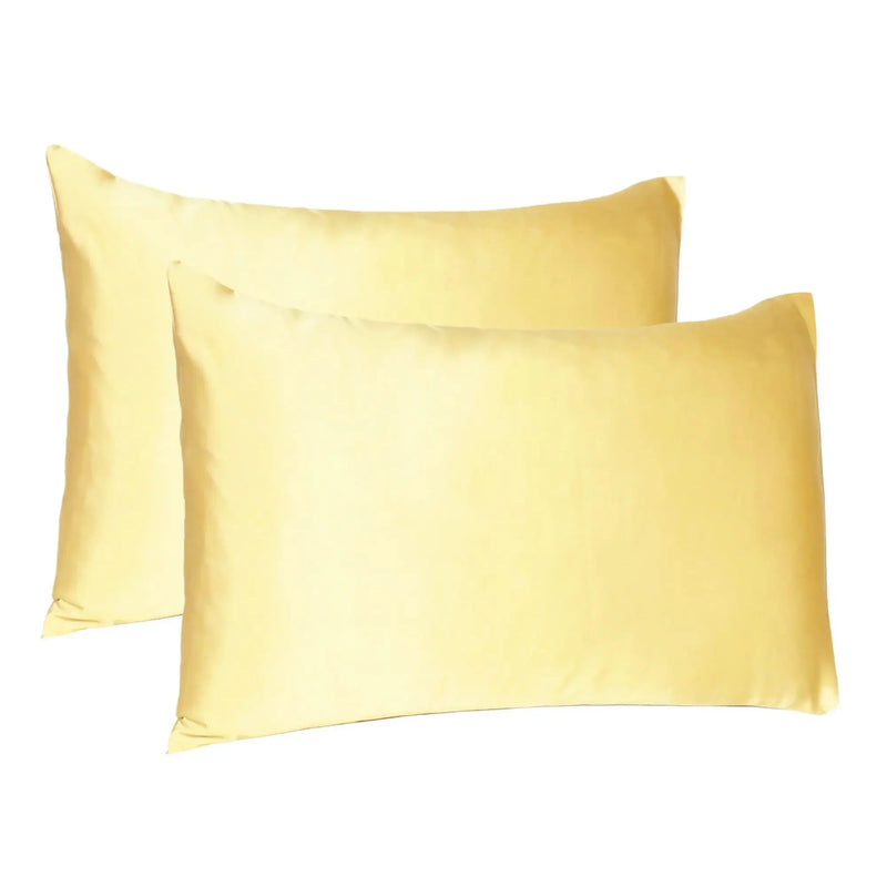 Gold Dreamy Set Of 2 Silky Satin Standard Pillowcases Homeroots Bed & Bath