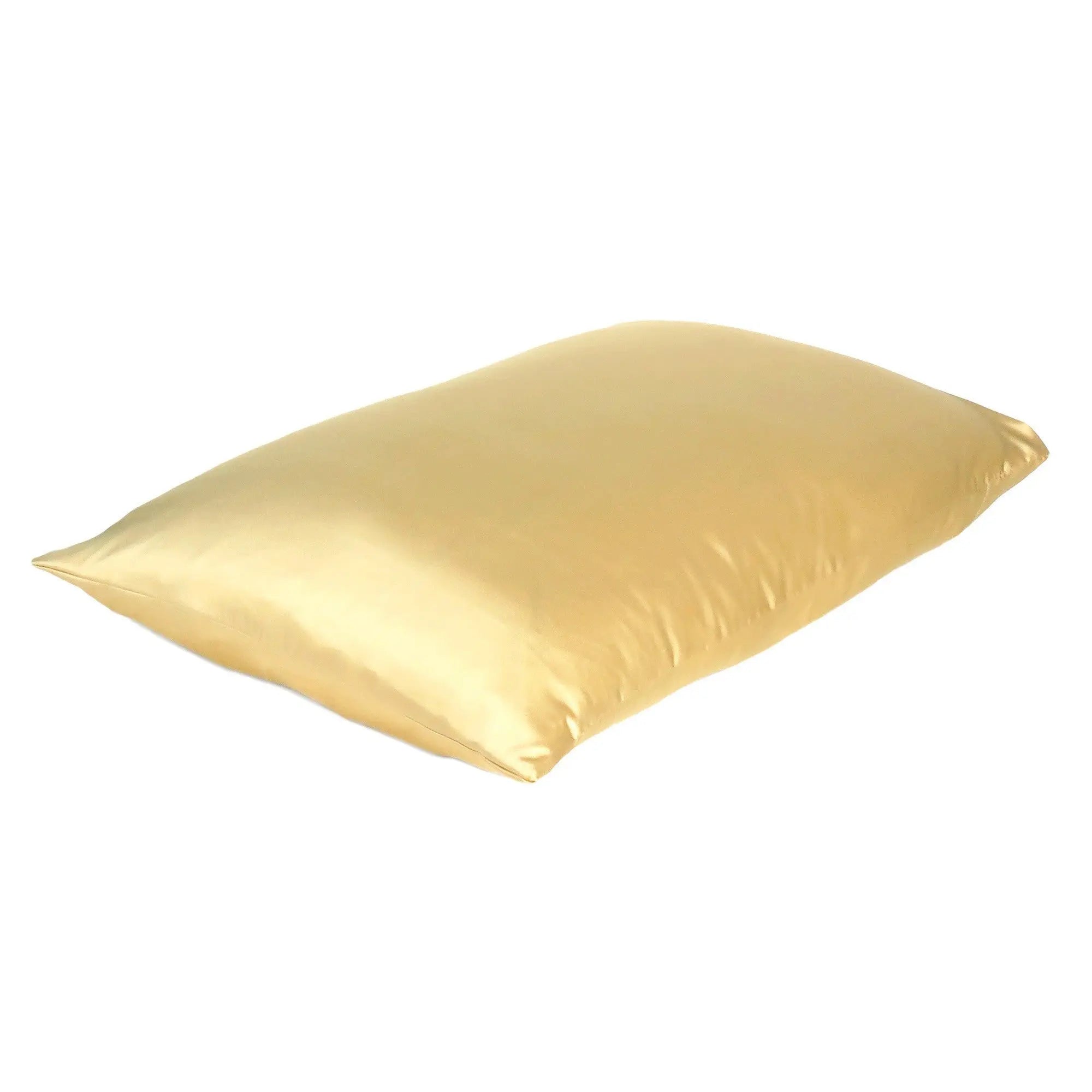 Gold Dreamy Set Of 2 Silky Satin Standard Pillowcases Homeroots Bed & Bath