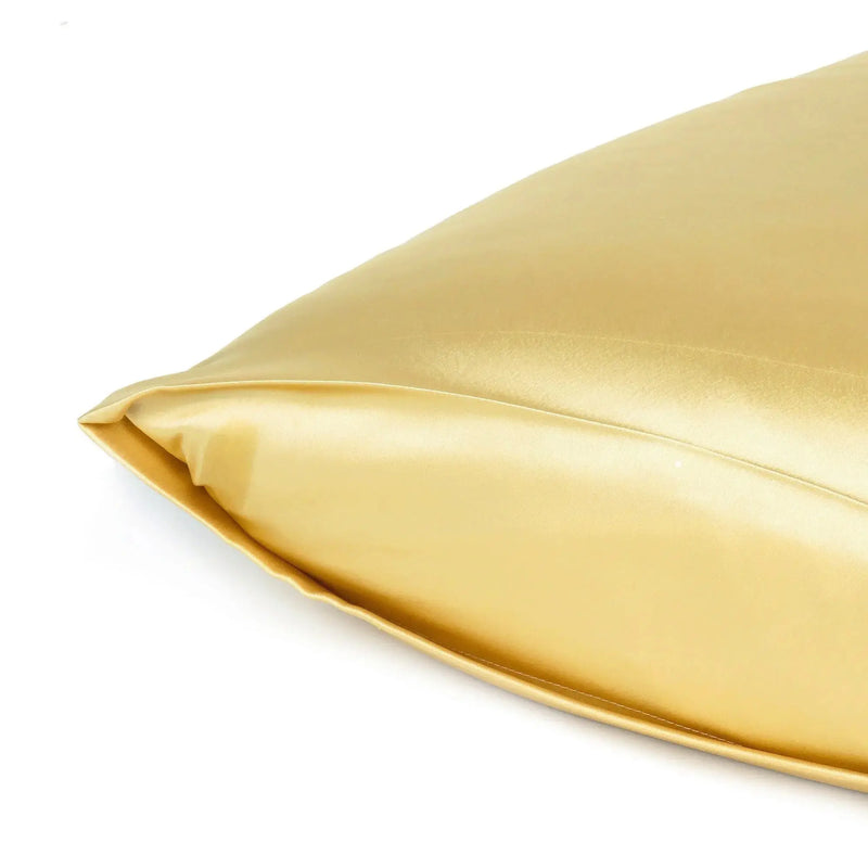 Gold Dreamy Set Of 2 Silky Satin Standard Pillowcases Homeroots Bed & Bath