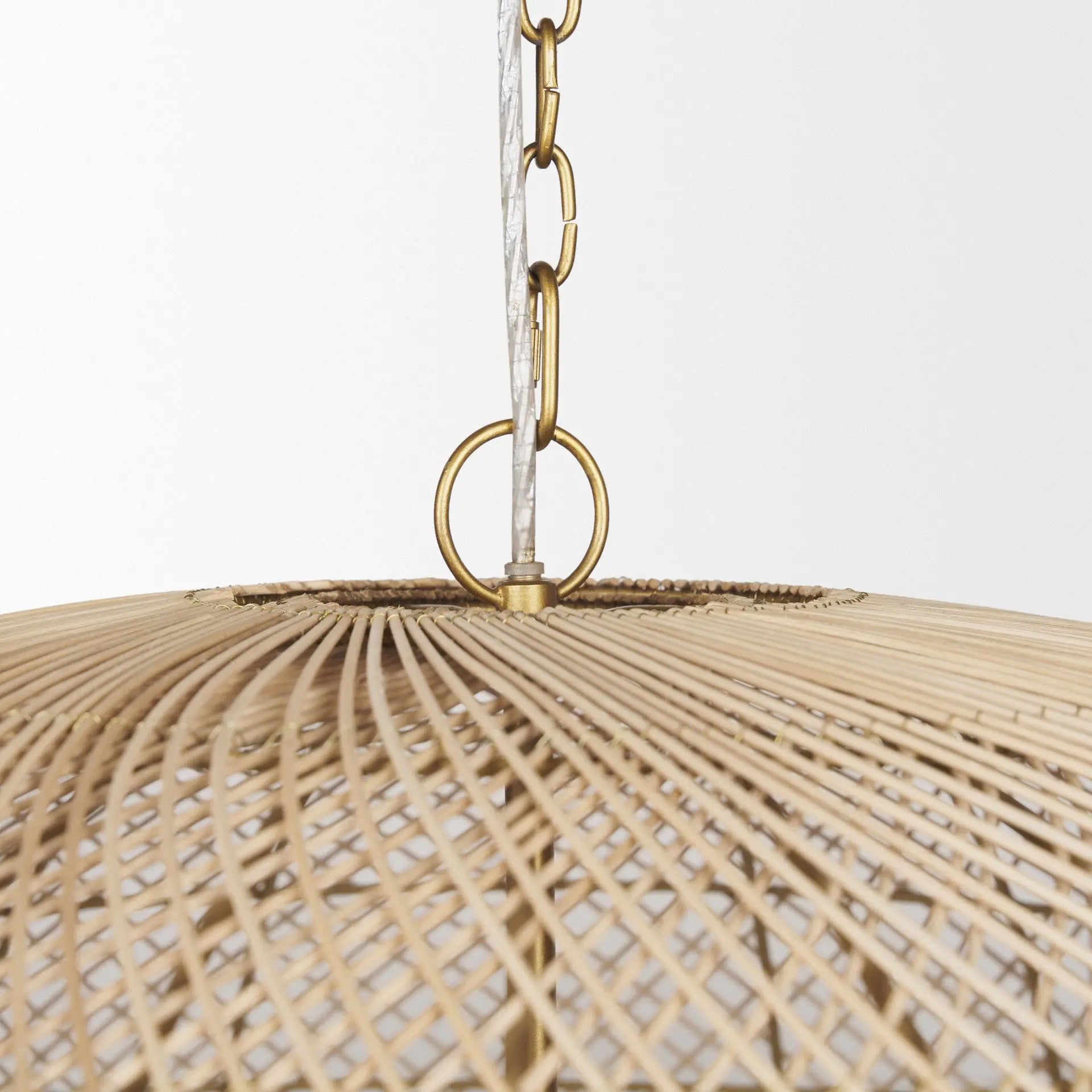 Gold Four Light Rattan Dimmable Chandelier With Gold Shades Homeroots Lighting