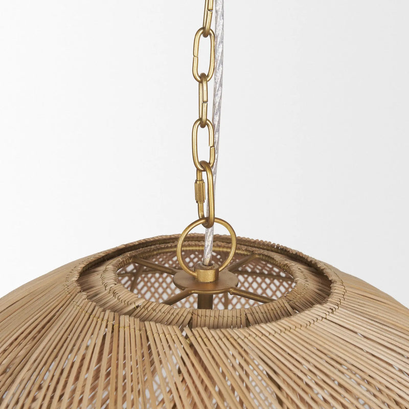 Gold Four Light Rattan Dimmable Chandelier With Gold Shades Homeroots Lighting