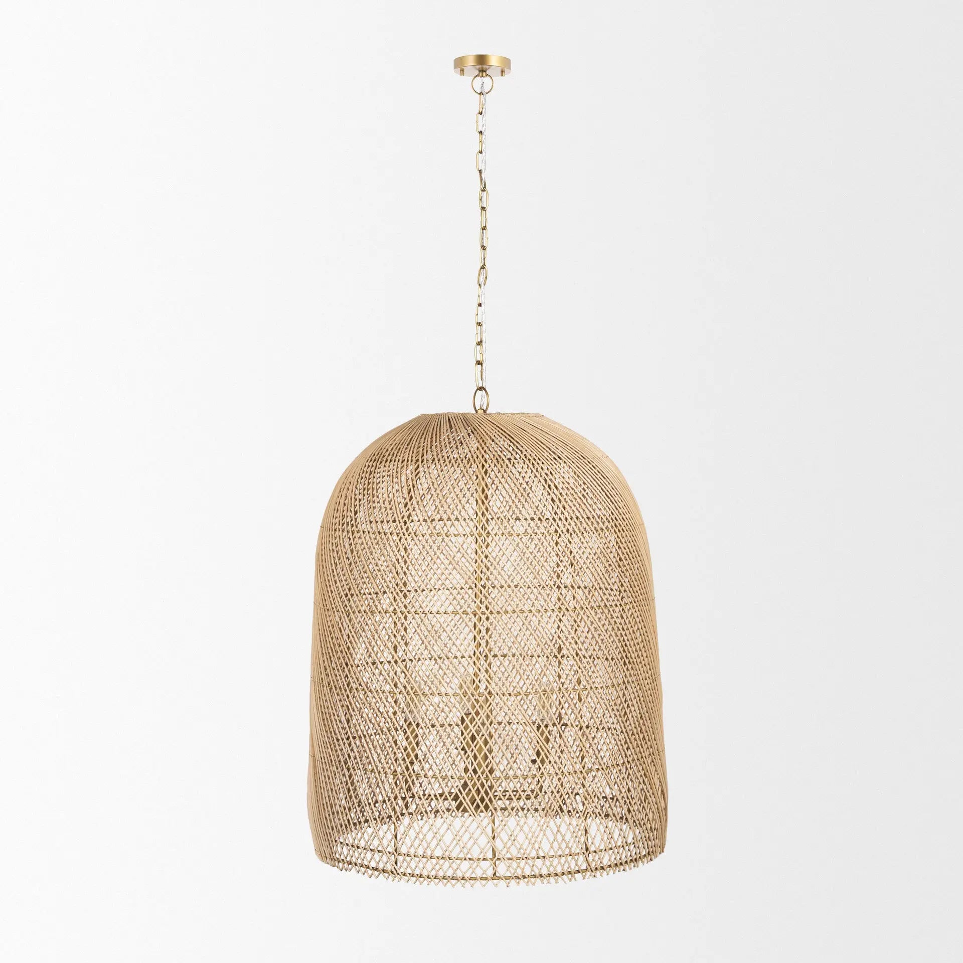 Gold Four Light Rattan Dimmable Chandelier With Gold Shades Homeroots Lighting