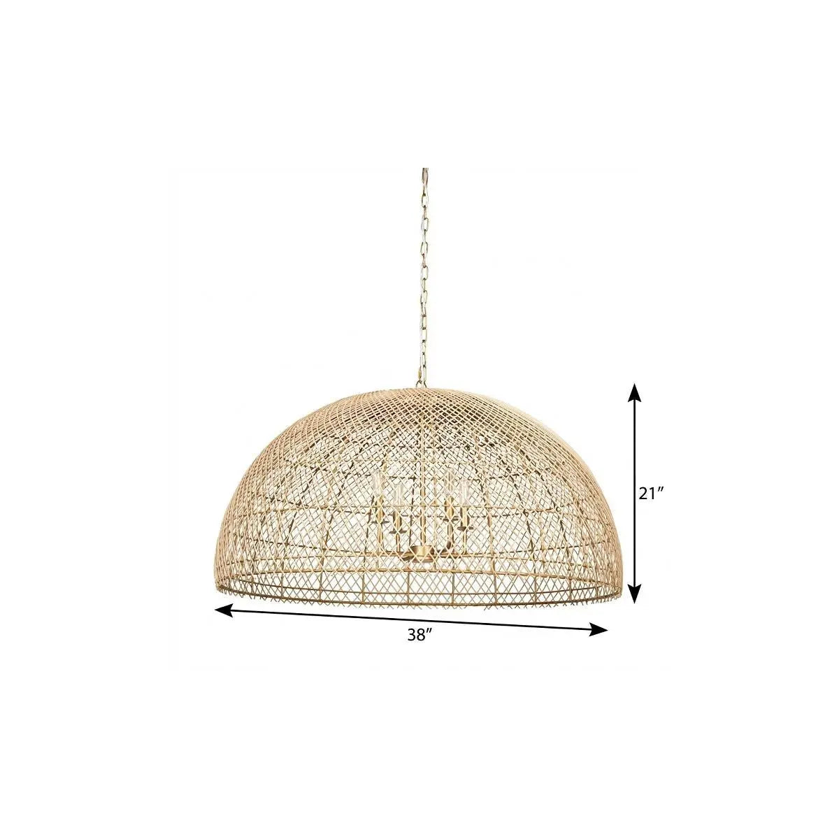 Gold Four Light Rattan Dimmable Chandelier With Gold Shades Homeroots Lighting