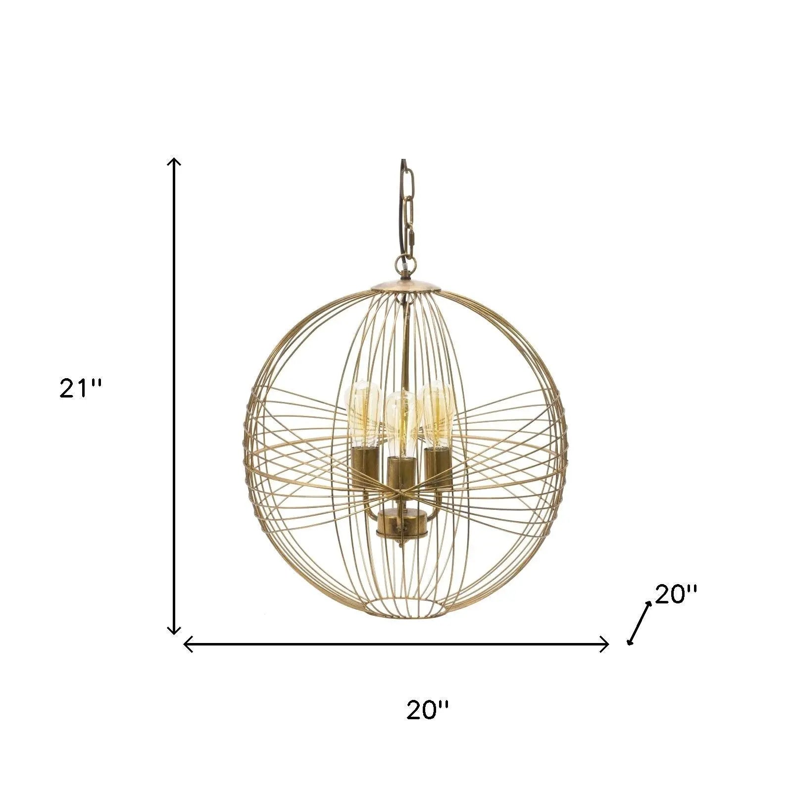 Gold Iron Sphere Ceiling Light Homeroots Lighting