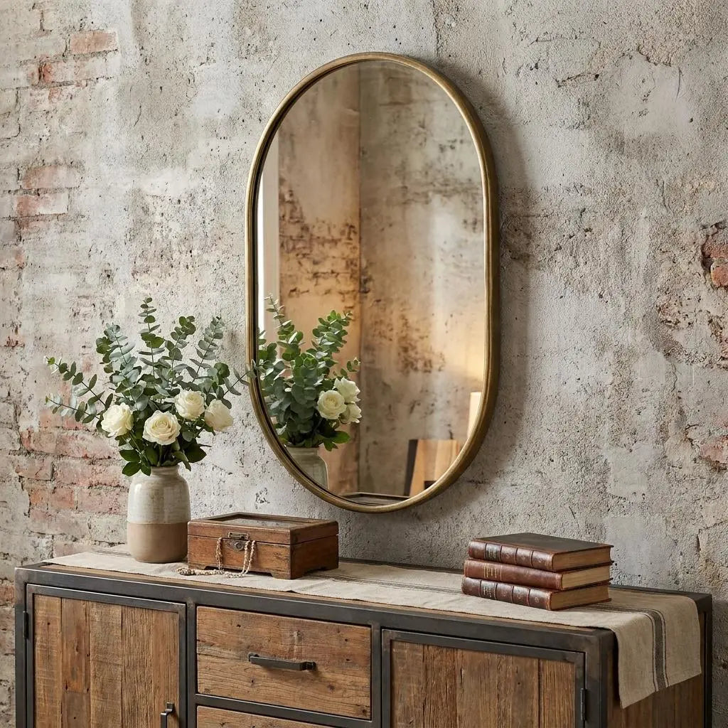 Gold Oval Accent Metal Mirror Homeroots Bed & Bath