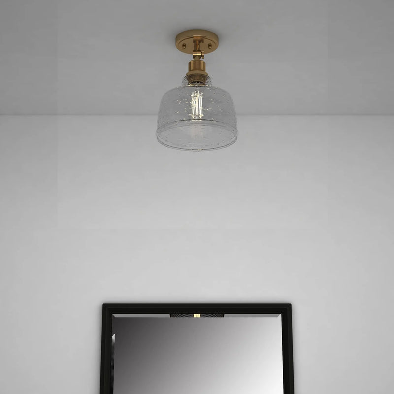 Gold Shaded Metal Dimmable Flush Chandelier With Clear Shades Homeroots Lighting