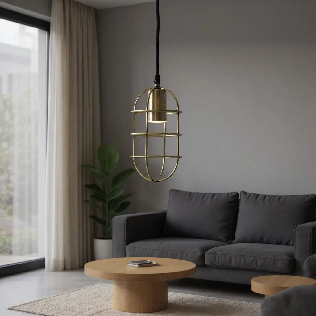 Gold Single Metal Dimmable Ceiling Light With Antiqued Brass Shades Homeroots Lighting