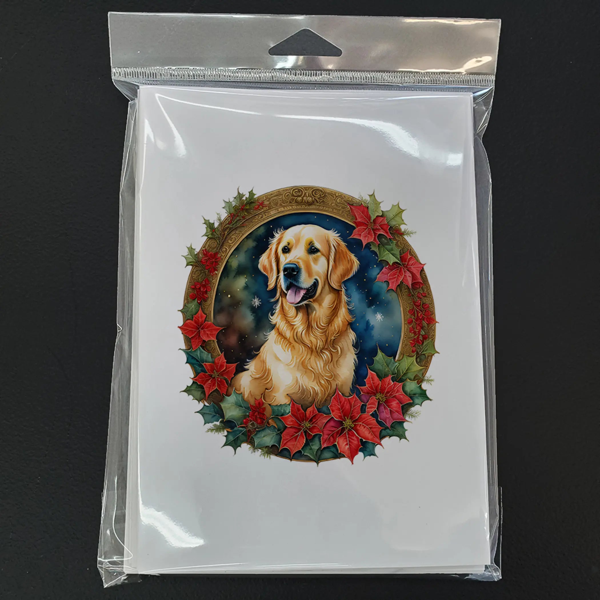 Golden Retriever Christmas Flowers Greeting Cards Pack of 8 Caroline's Treasures