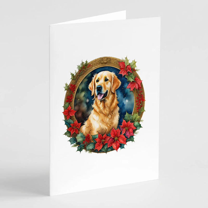 Golden Retriever Christmas Flowers Greeting Cards Pack of 8 Caroline's Treasures