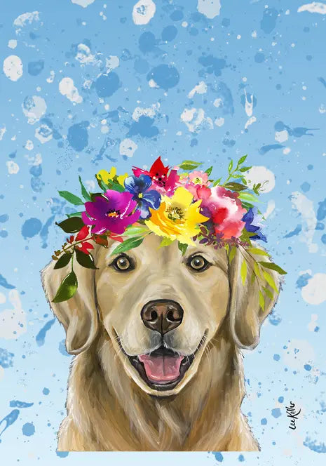 Golden Retriever  - Hippie Hound Studios Summer Crown  House and Garden Flags Best of Breed