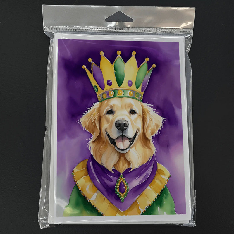 Golden Retriever King of Mardi Gras Greeting Cards Pack of 8 Caroline's Treasures