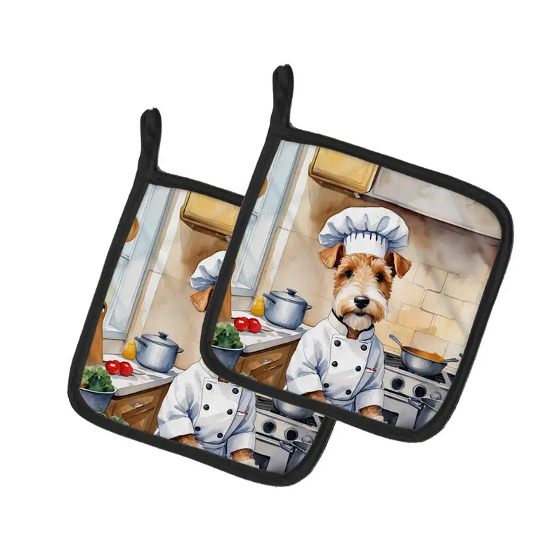 Golden Retriever The Chef Pair of Pot Holders Caroline's Treasures