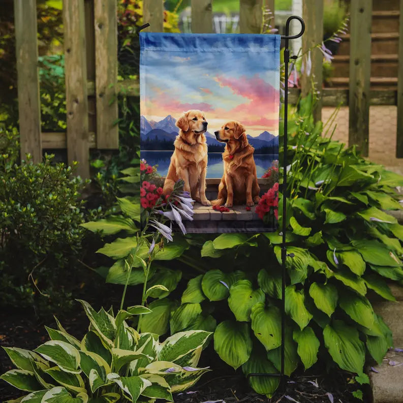 Golden Retriever Two Hearts Garden Flag Caroline's Treasures