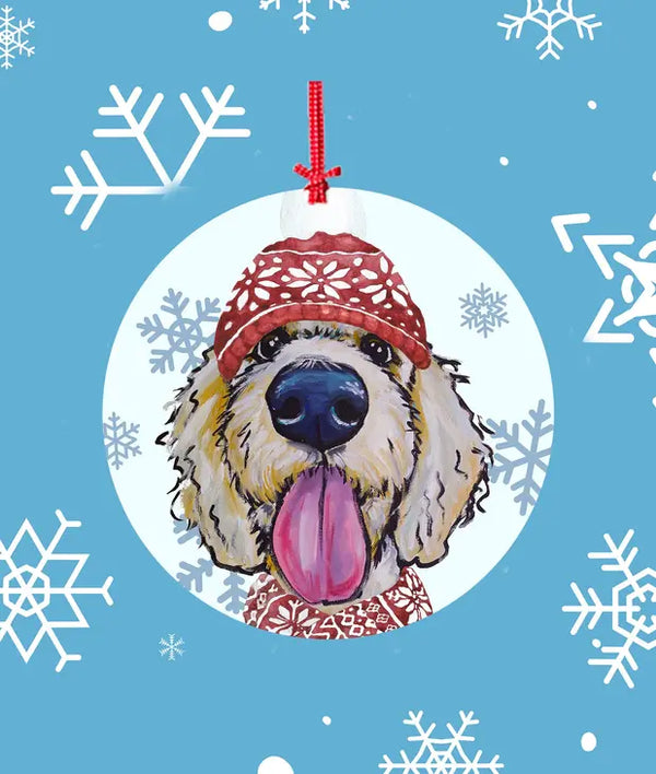 Goldendoodle Blonde -   Hippie Hound Studios Christmas Tree Ornament Best of Breed