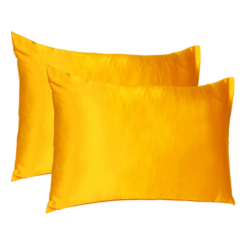 Goldenrod Dreamy Set Of 2 Silky Satin Standard Pillowcases Homeroots Bed & Bath