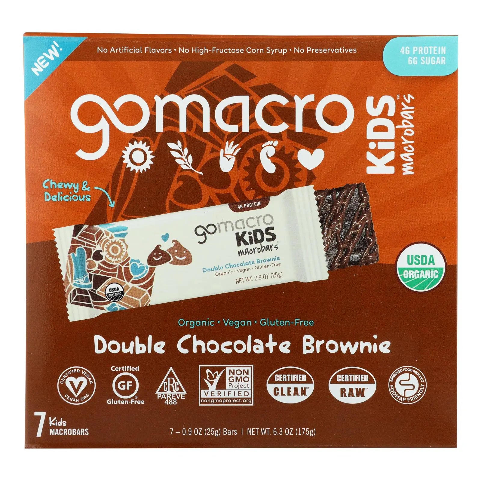 Gomacro - Kids Macrobar Double Chocolate Brownie - Case Of 7 - 6.3 Oz Gomacro