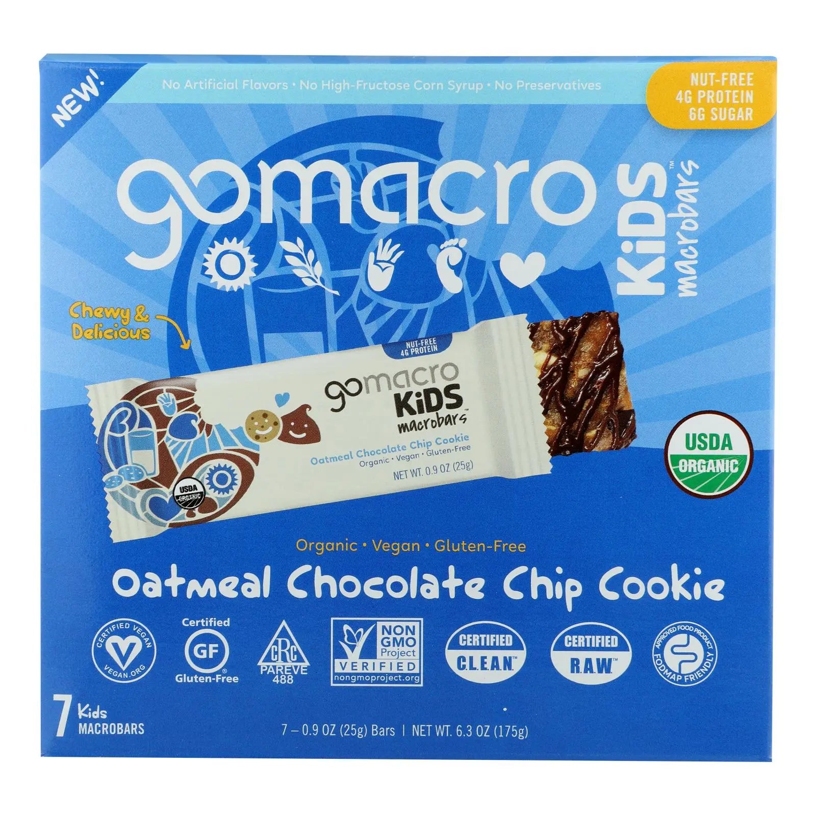 Gomacro - Kids Macrobar Oatmeal Chocolate Chip - Case Of 7 - 6.3 Oz Gomacro