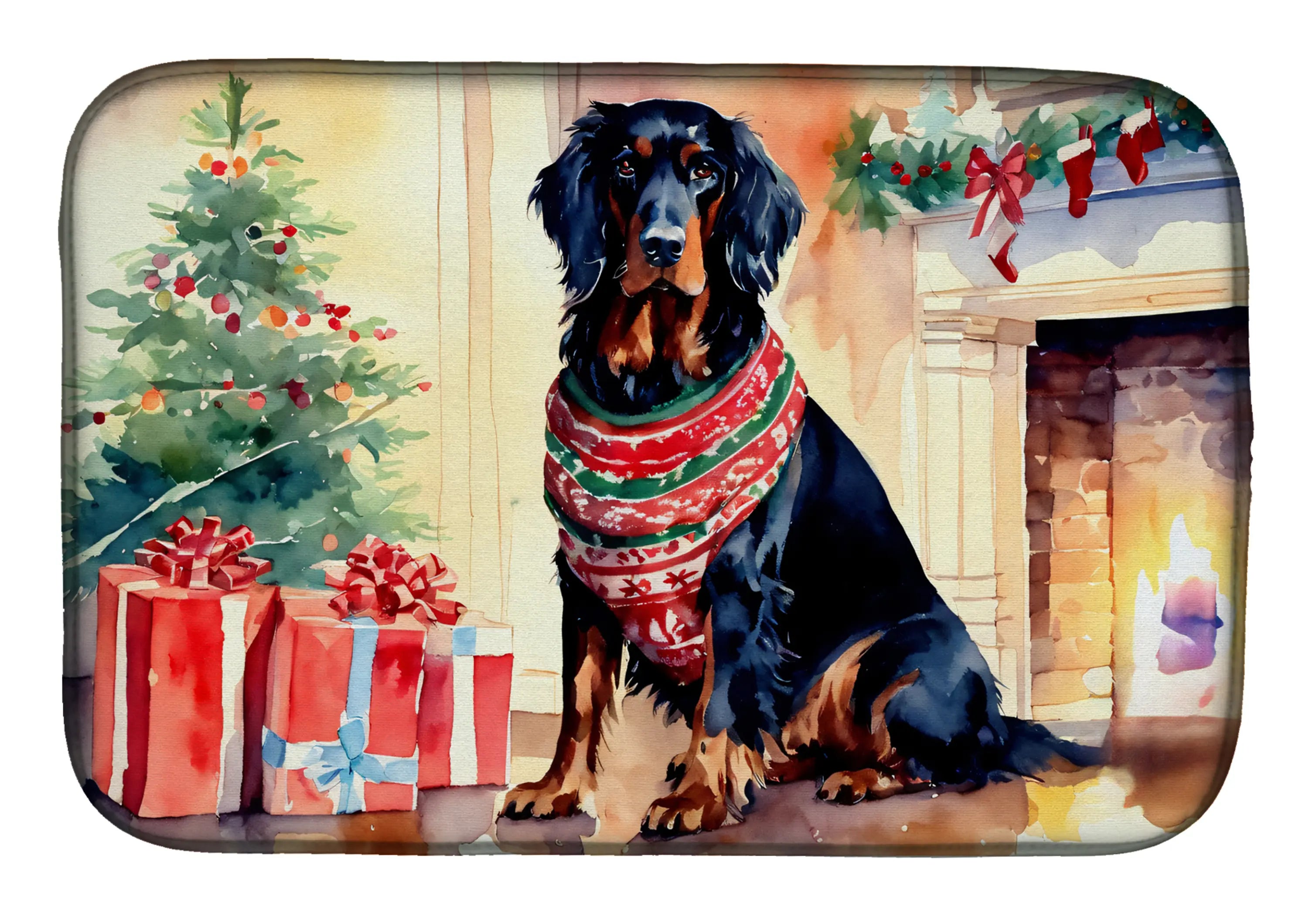 Gordon Setter Cozy Christmas Dish Drying Mat Caroline's Treasures