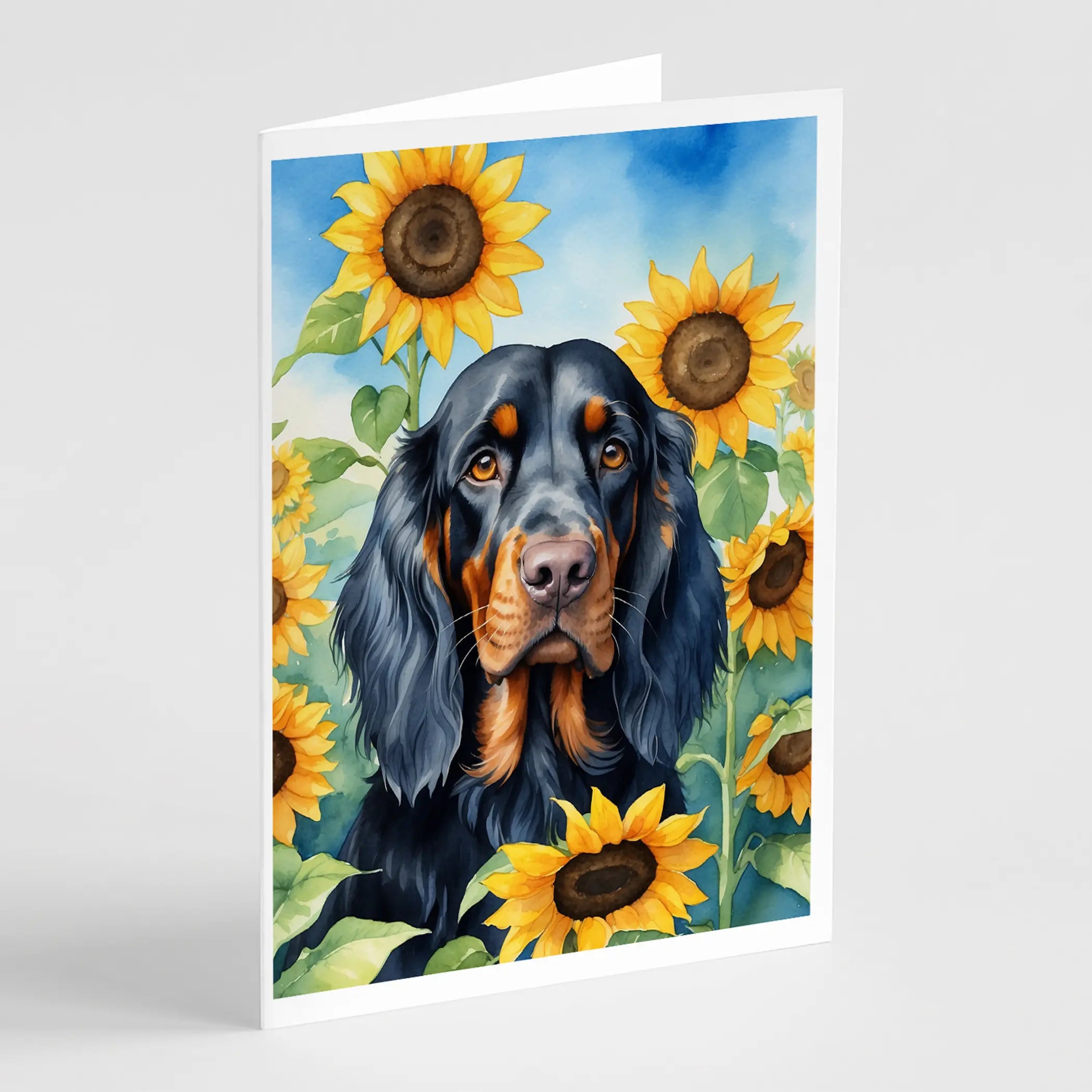 Gordon Setter in Sunflowers Greeting Cards Pack of 8 Caroline's Treasures