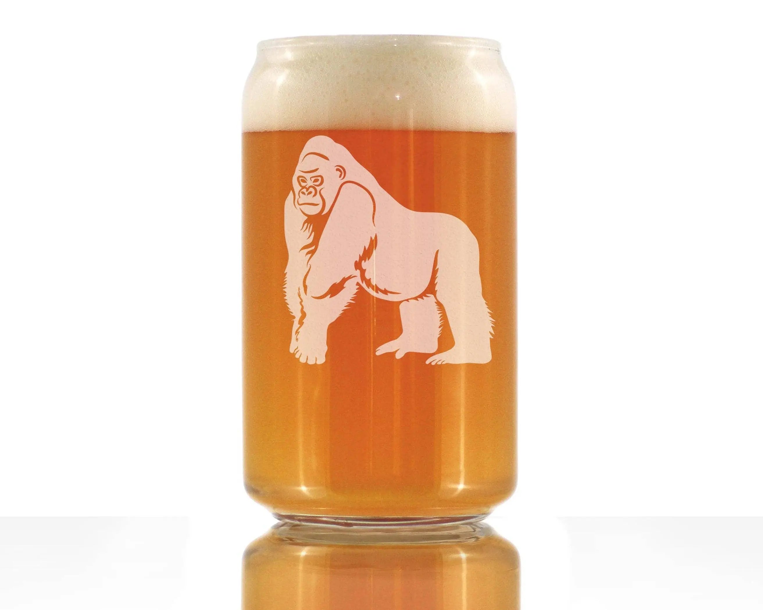 Gorilla Beer Can Pint Glass - Exotic Animal Gifts and Decor Bevvee