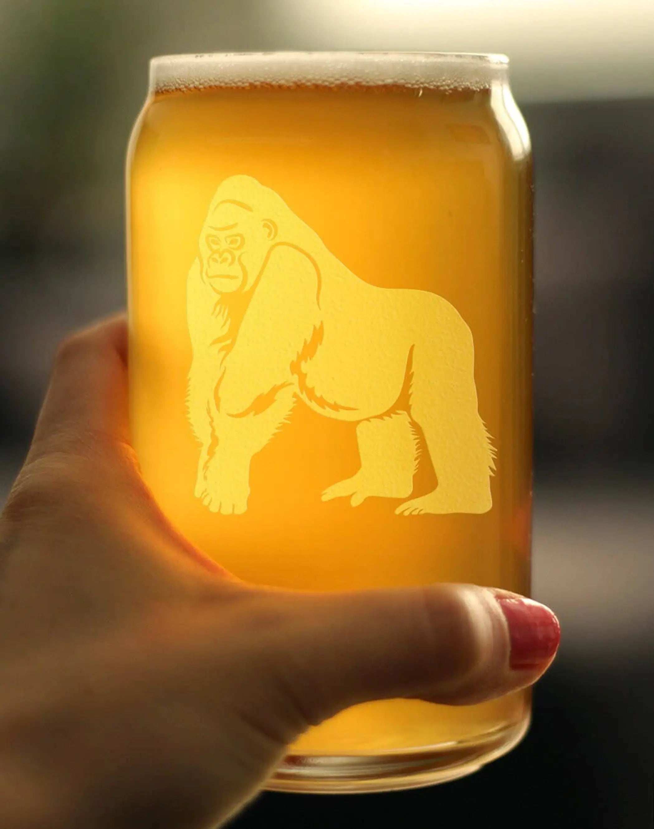 Gorilla Beer Can Pint Glass - Exotic Animal Gifts and Decor Bevvee