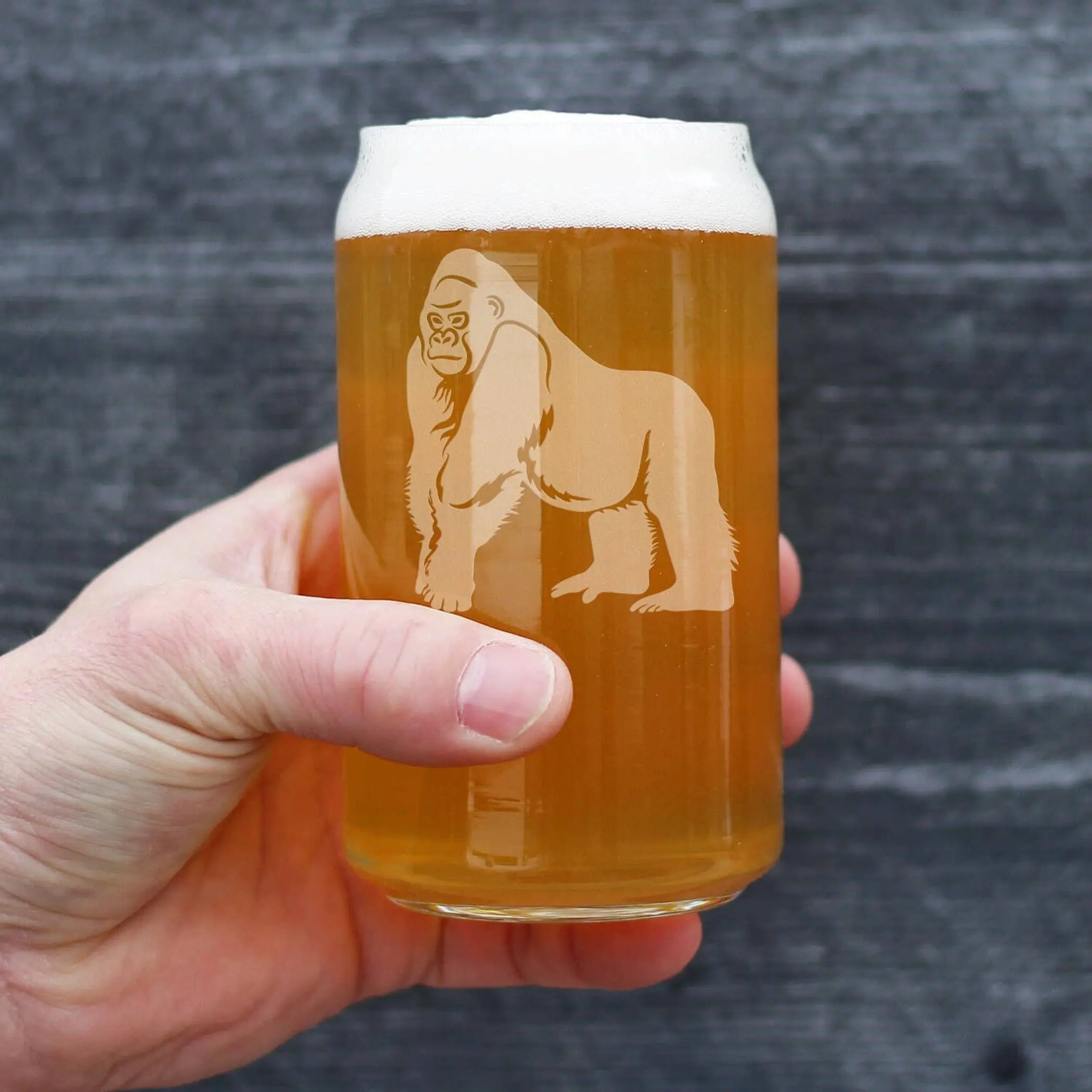 Gorilla Beer Can Pint Glass - Exotic Animal Gifts and Decor Bevvee
