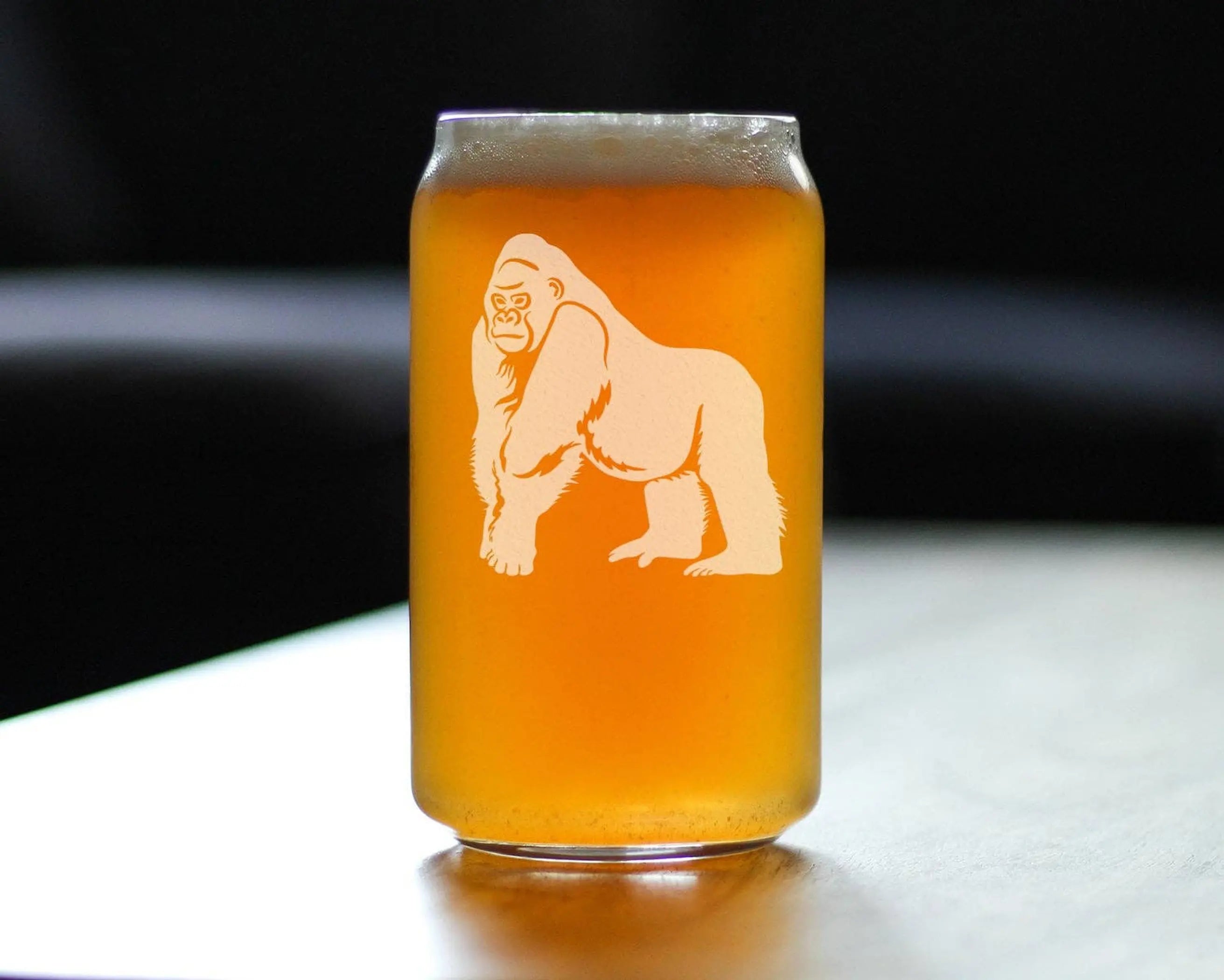 Gorilla Beer Can Pint Glass - Exotic Animal Gifts and Decor Bevvee