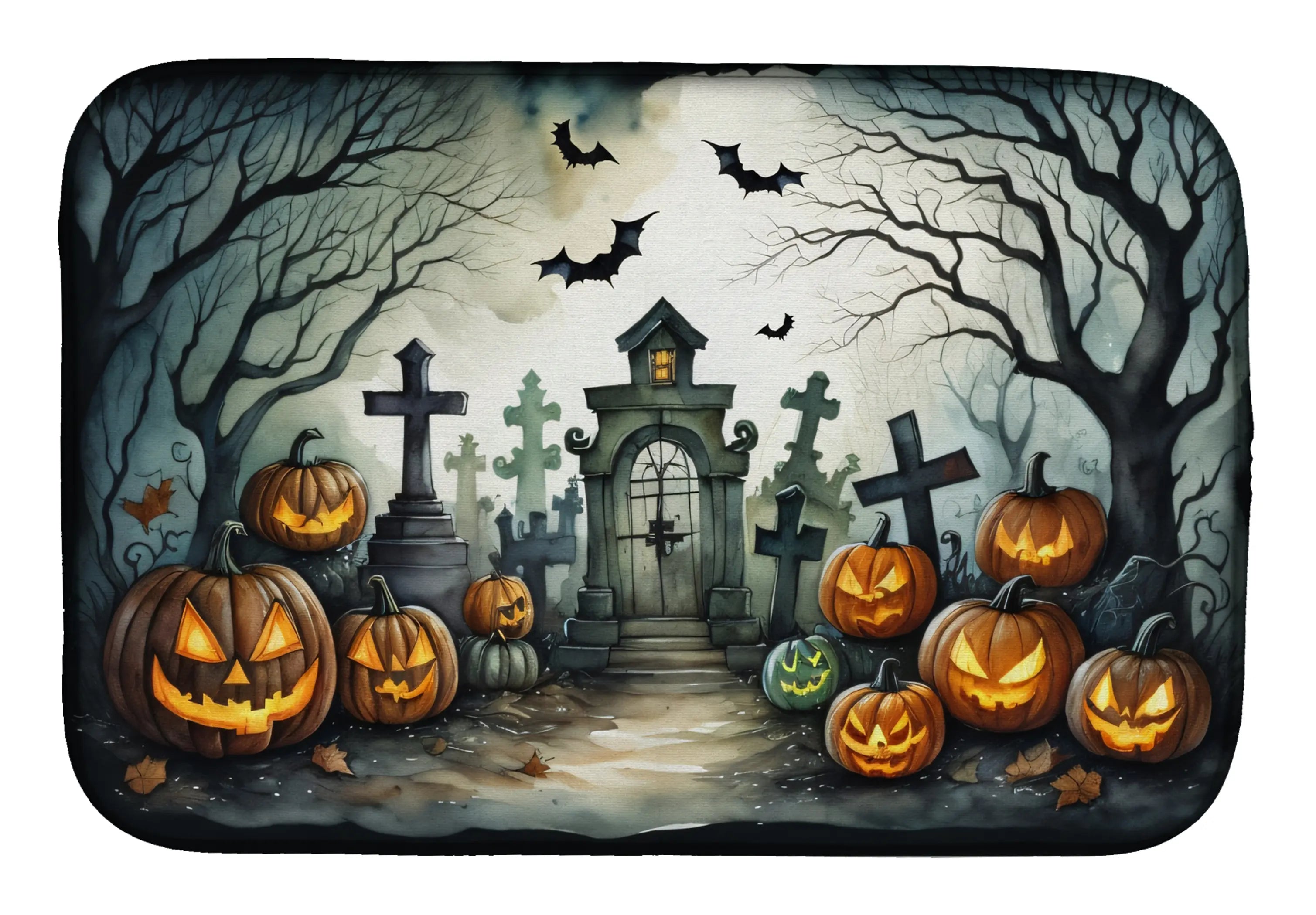 Graveyard Spooky Halloween Dish Drying Mat Caroline's Treasures