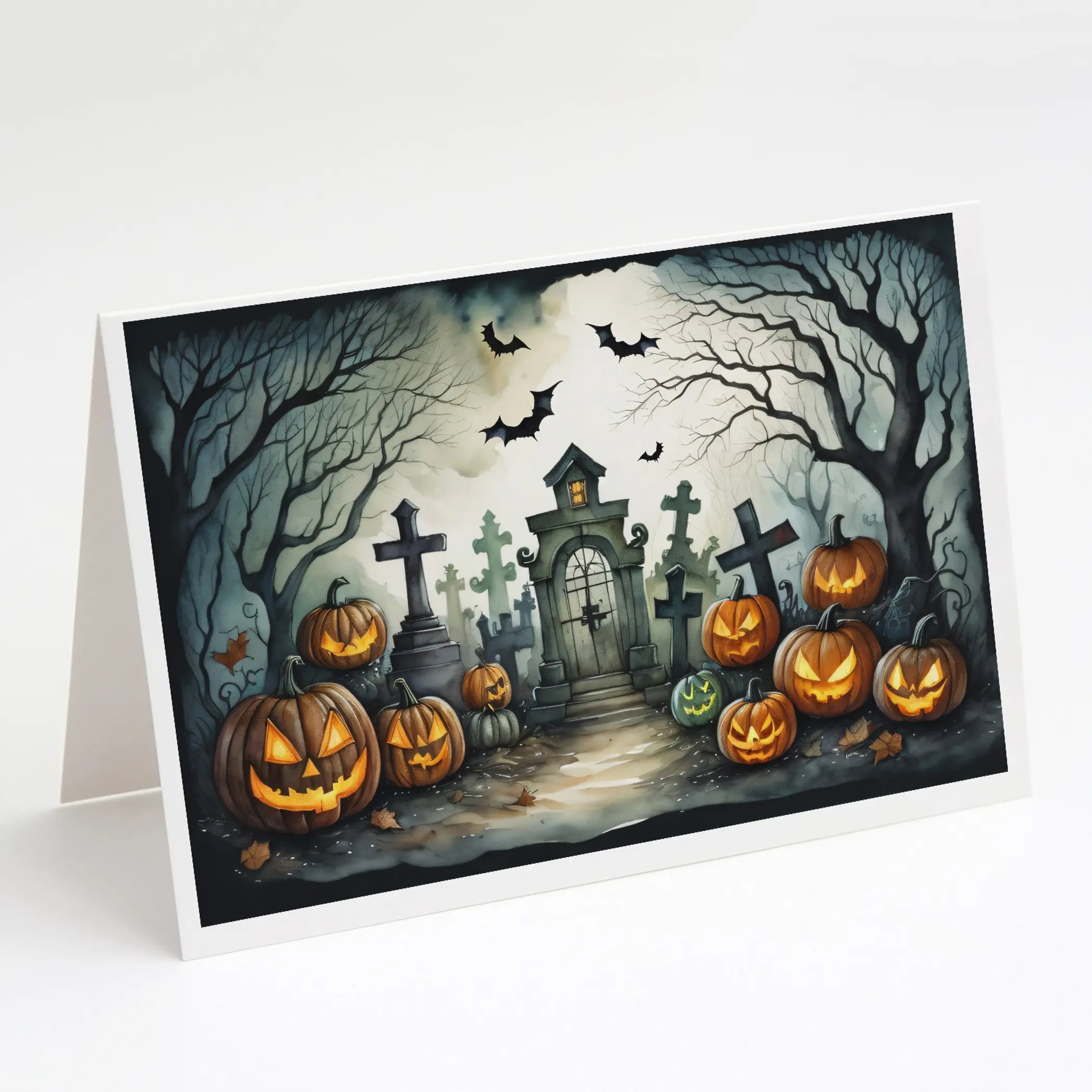 Graveyard Spooky Halloween Greeting Cards Pack of 8 Caroline's Treasures