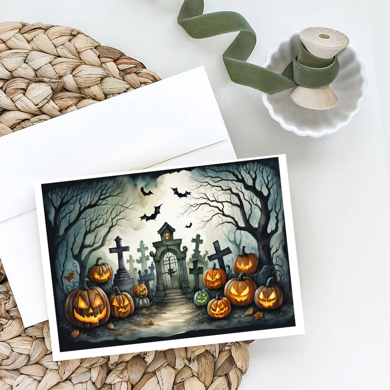 Graveyard Spooky Halloween Greeting Cards Pack of 8 Caroline's Treasures