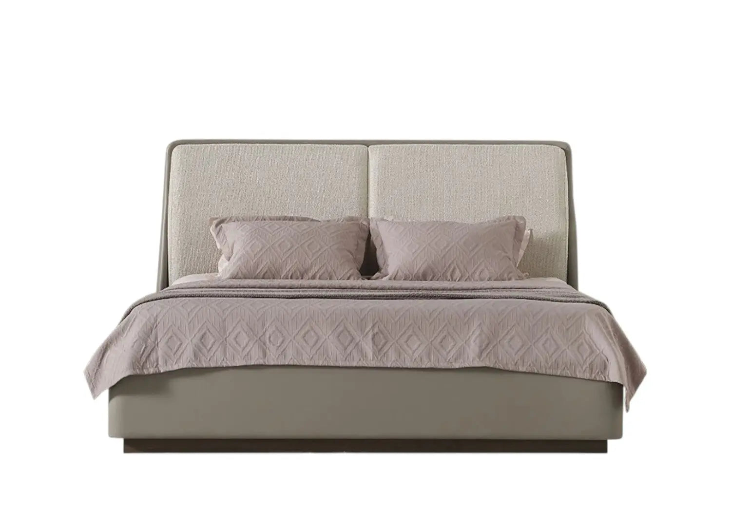 Gray And Cream Faux Leather Upholstered King Bed Frame Homeroots Bed & Bath